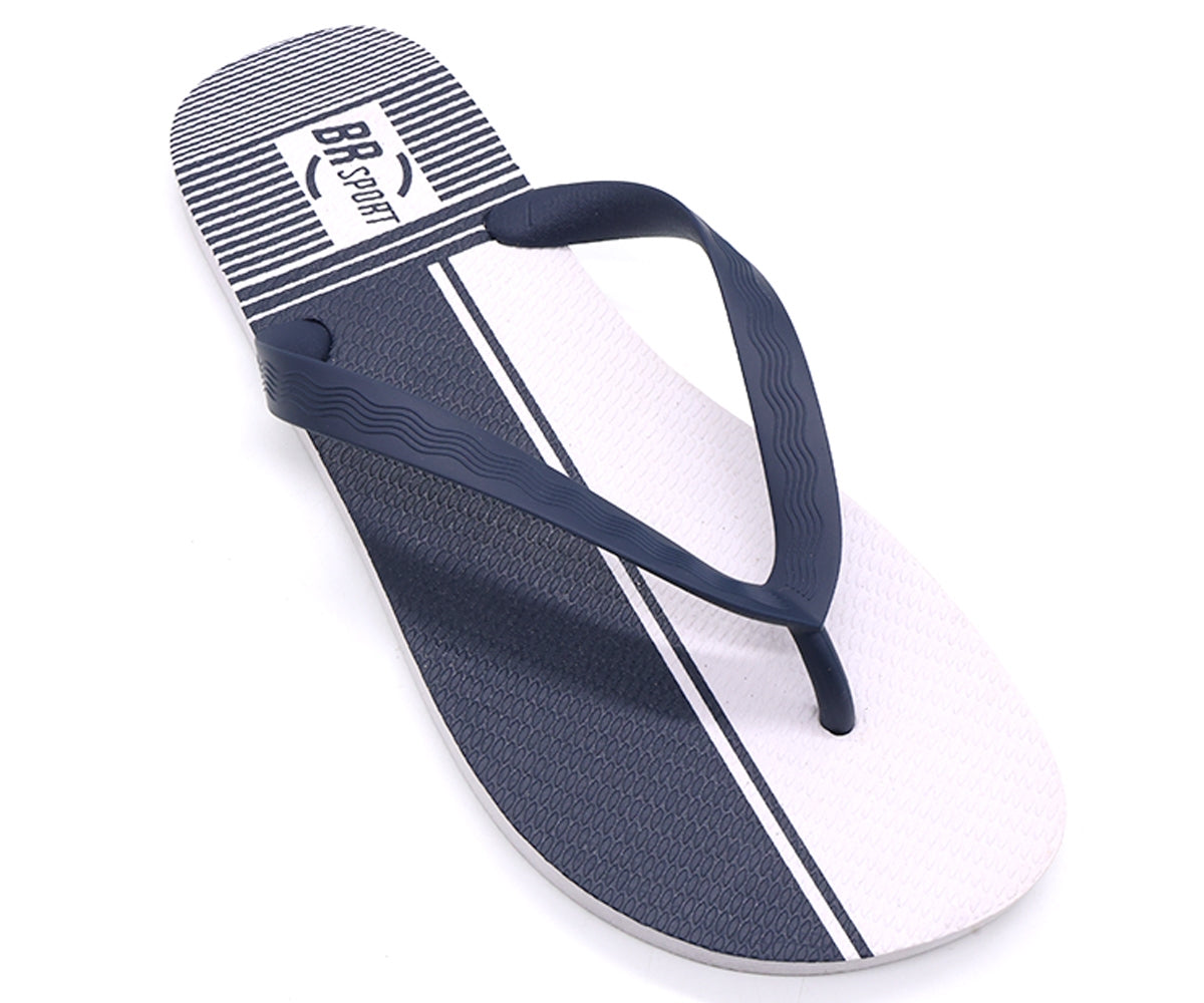 br sport navy & white flip flops