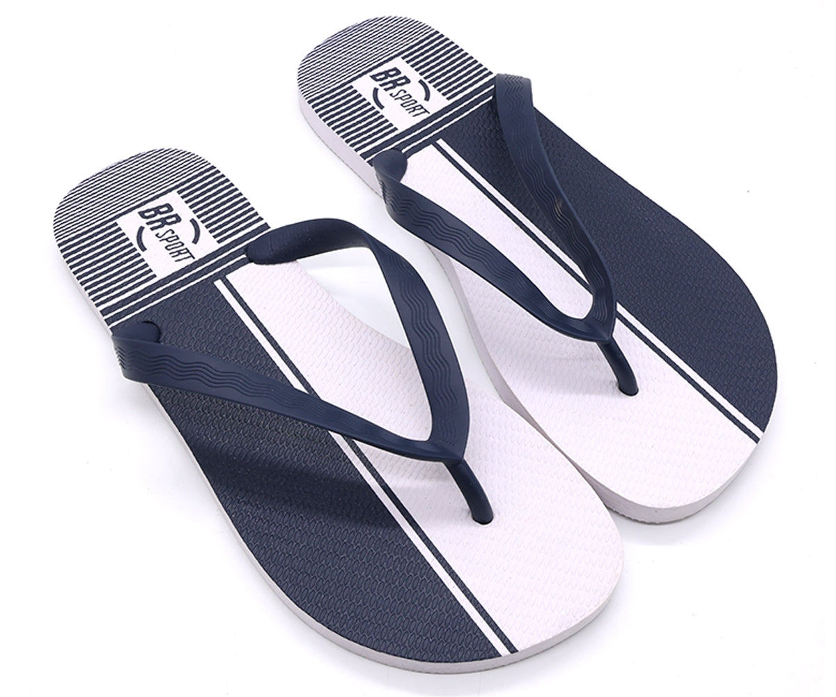 br sport navy & white flip flops