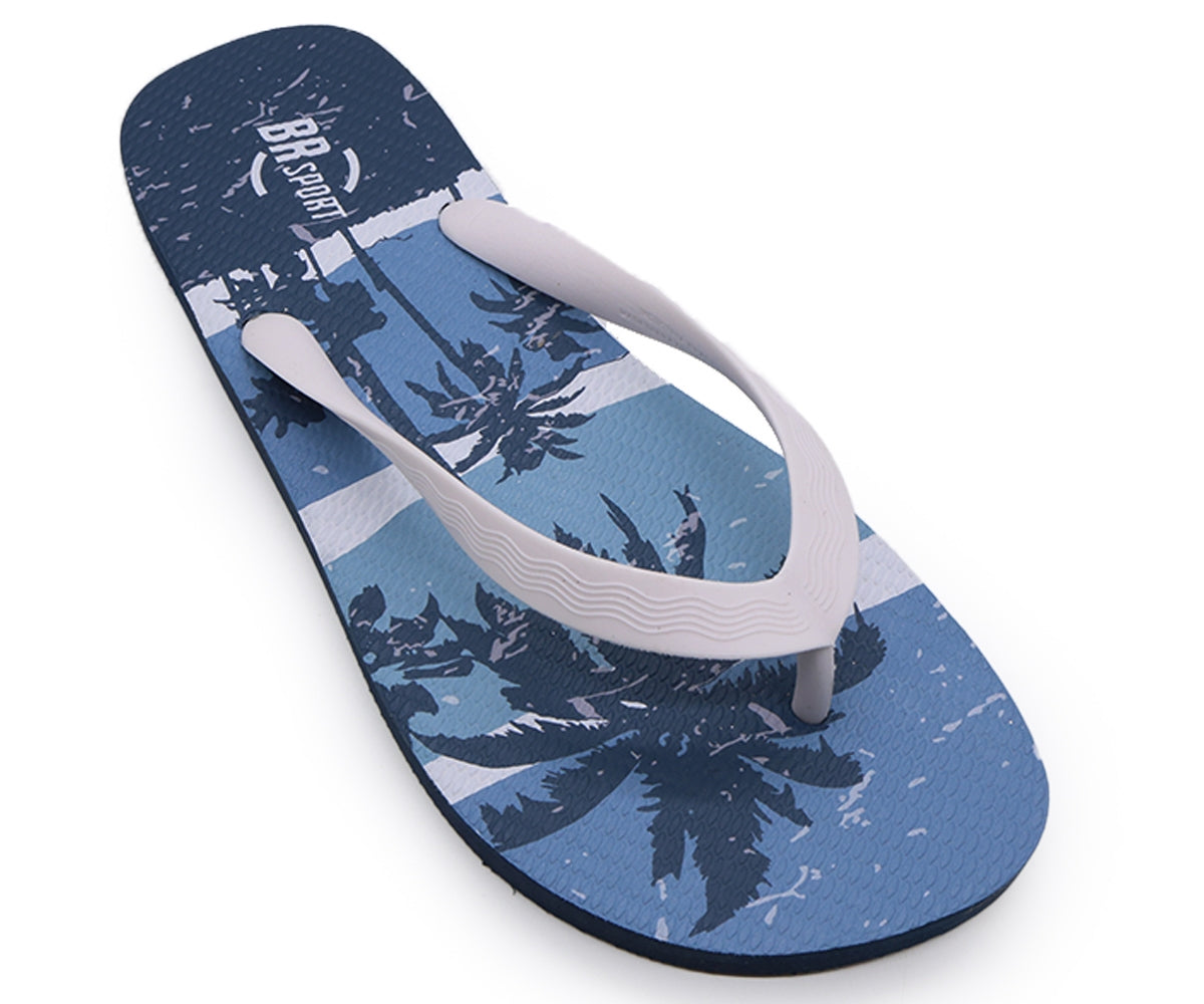 br sport white & blue flip flops