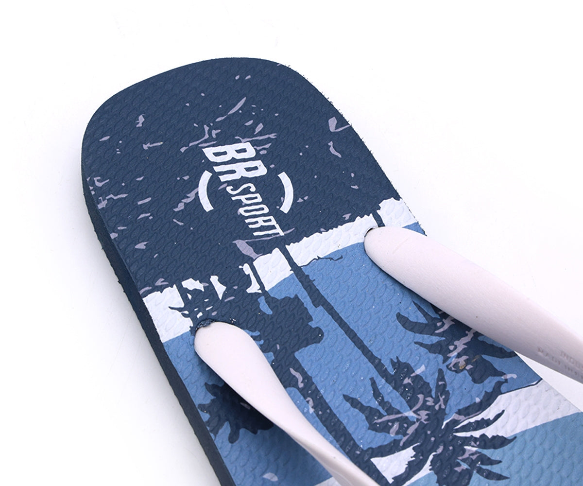 br sport white & blue flip flops
