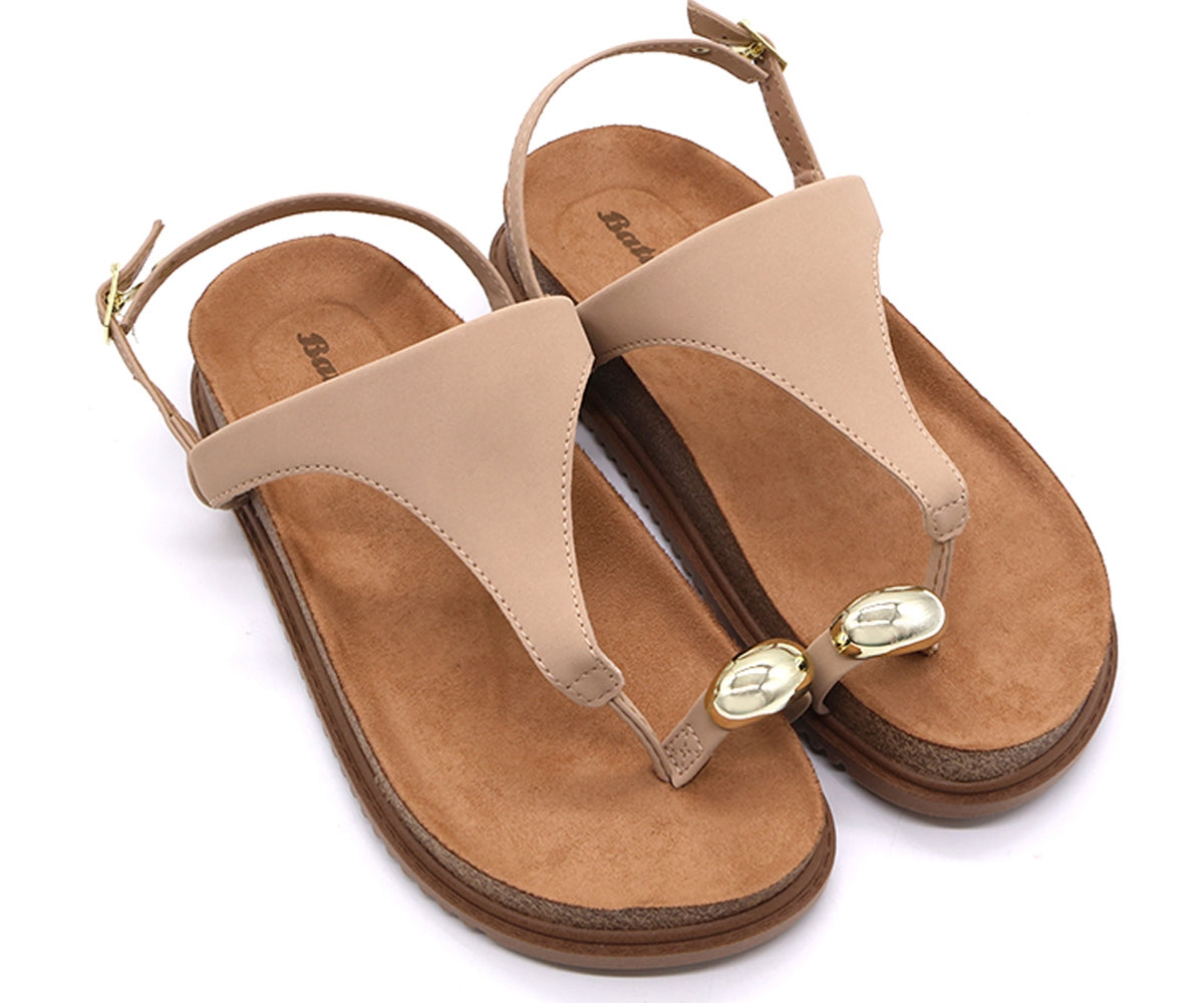 br beige toe-ring cork sandals