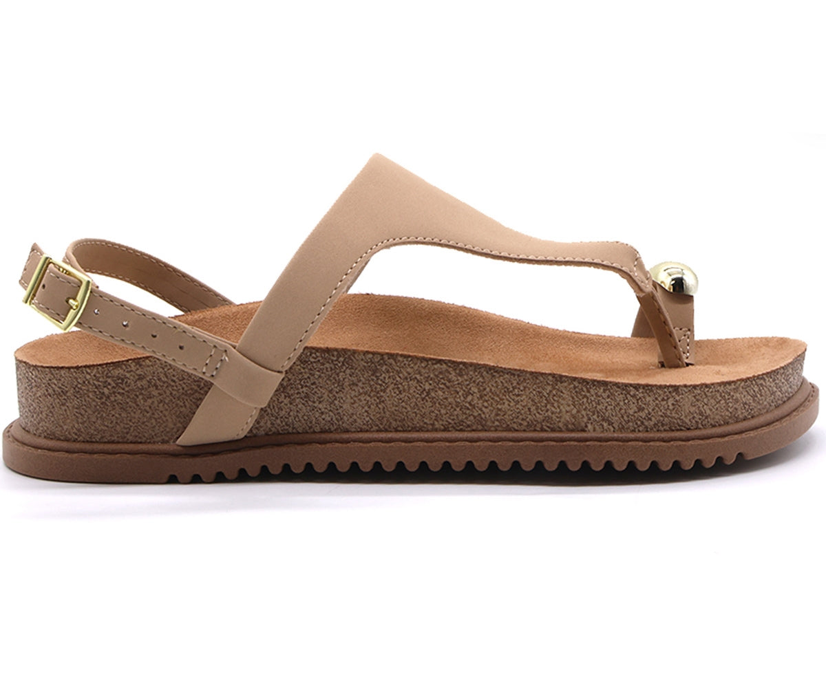 br beige toe-ring cork sandals