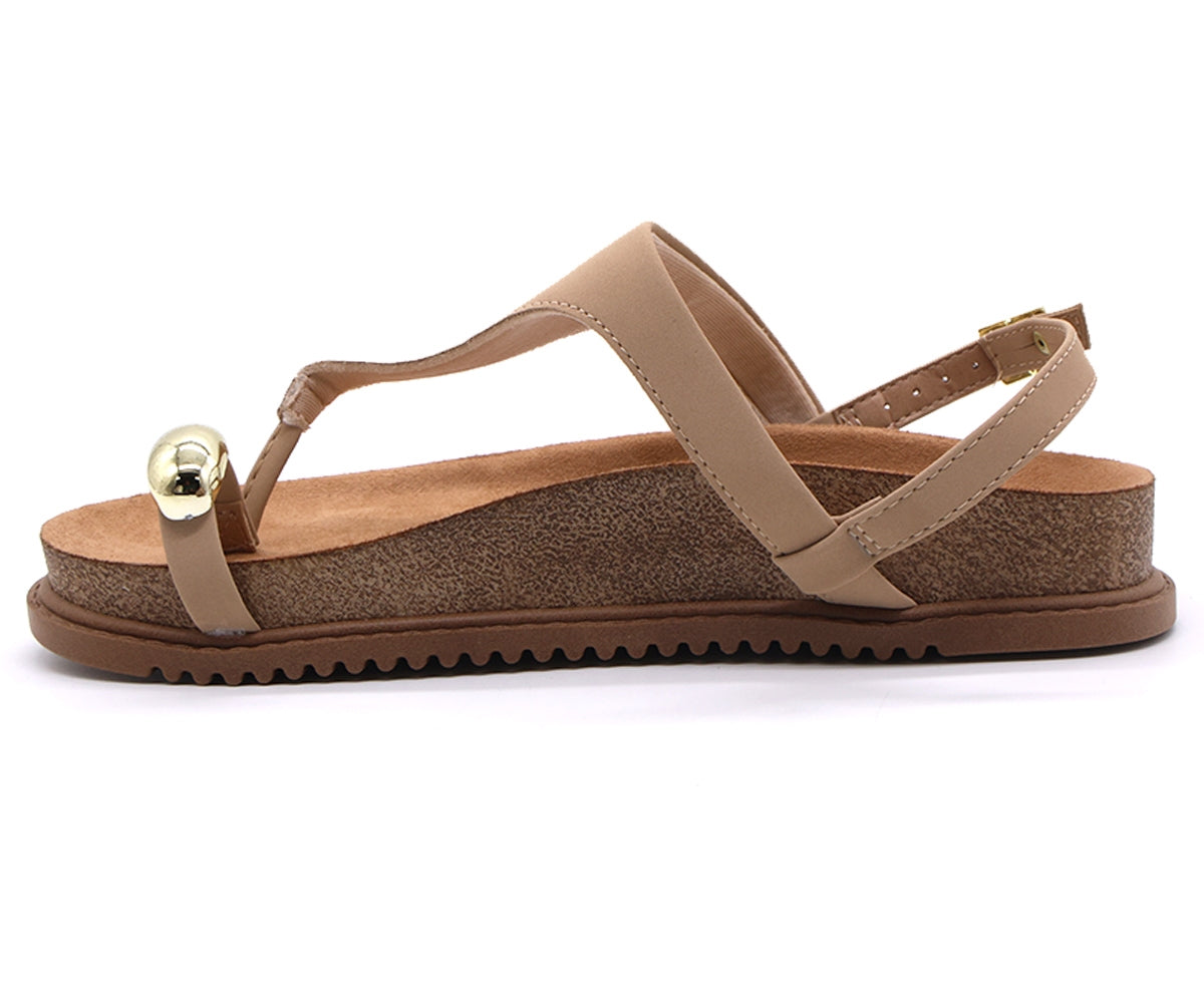 br beige toe-ring cork sandals