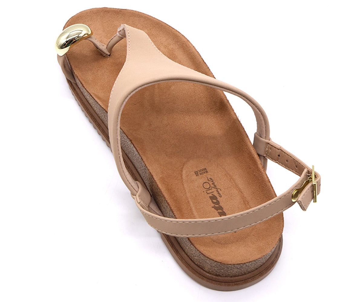 br beige toe-ring cork sandals