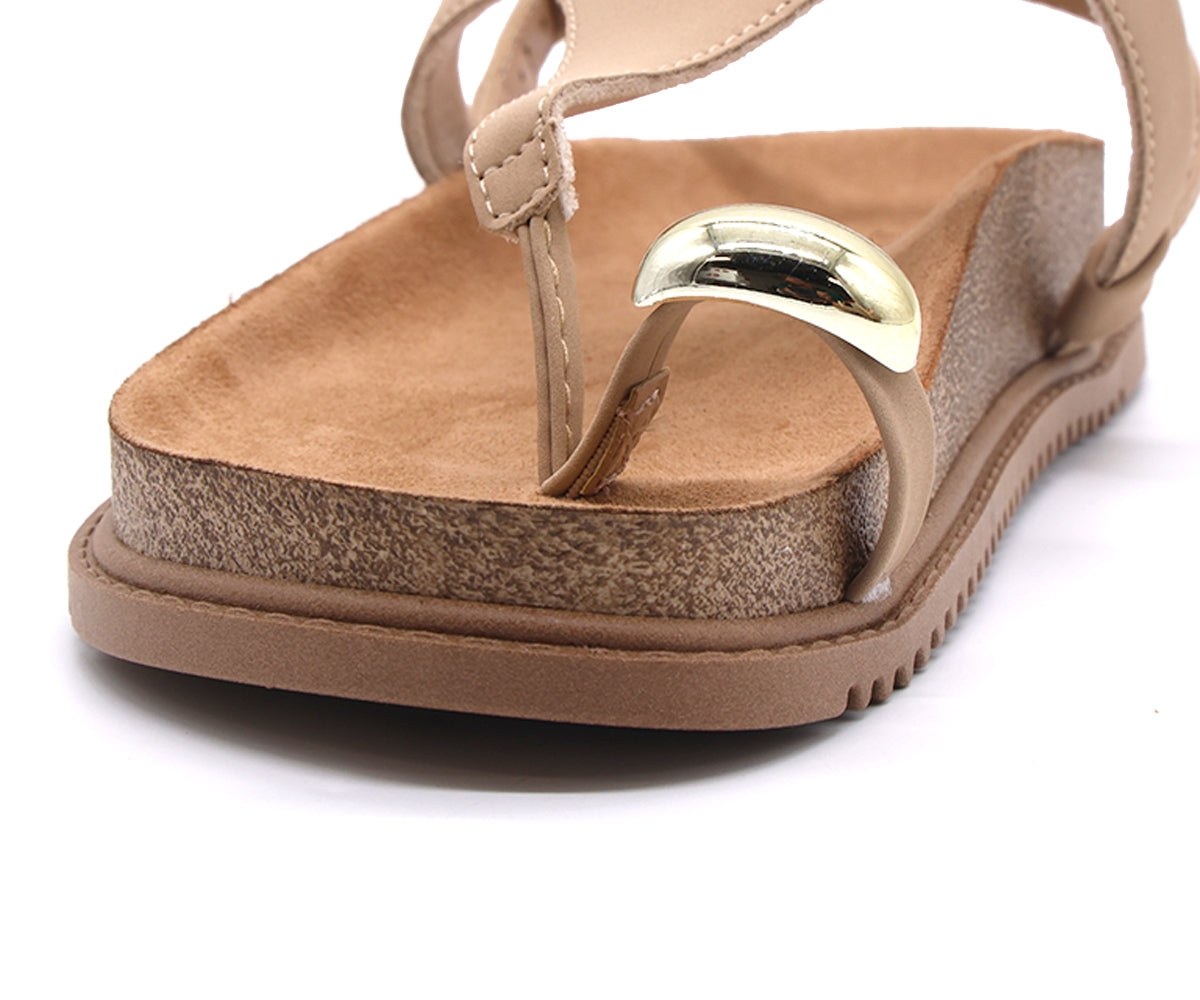 br beige toe-ring cork sandals