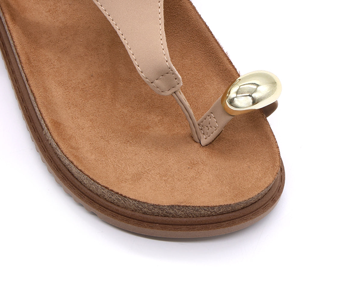 br beige toe-ring cork sandals
