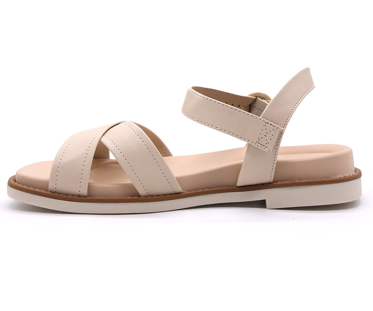 br cream criss cross flat sandals