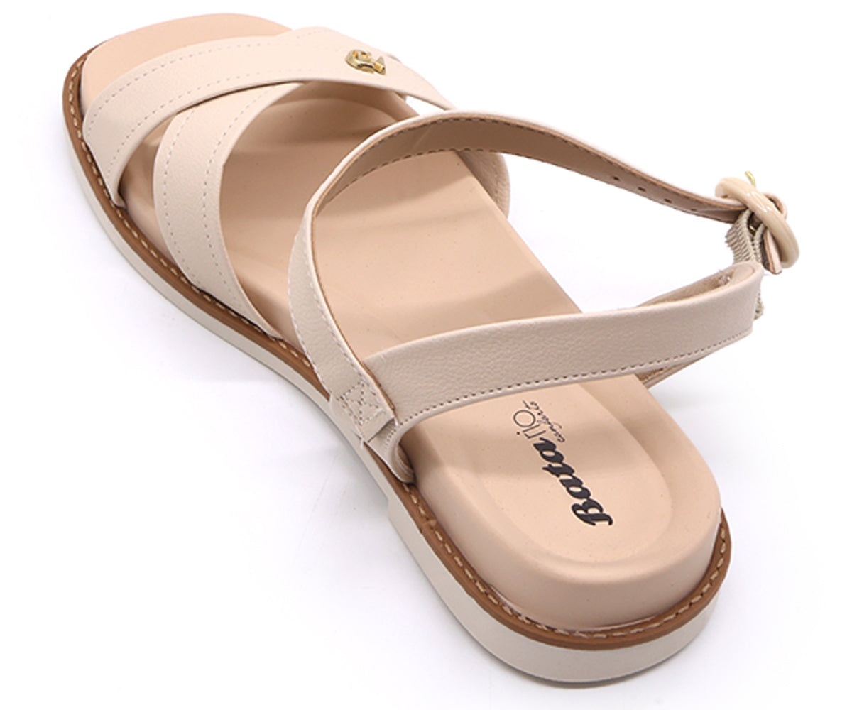 br cream criss cross flat sandals
