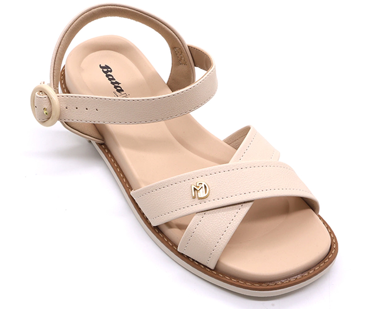 br cream criss cross flat sandals