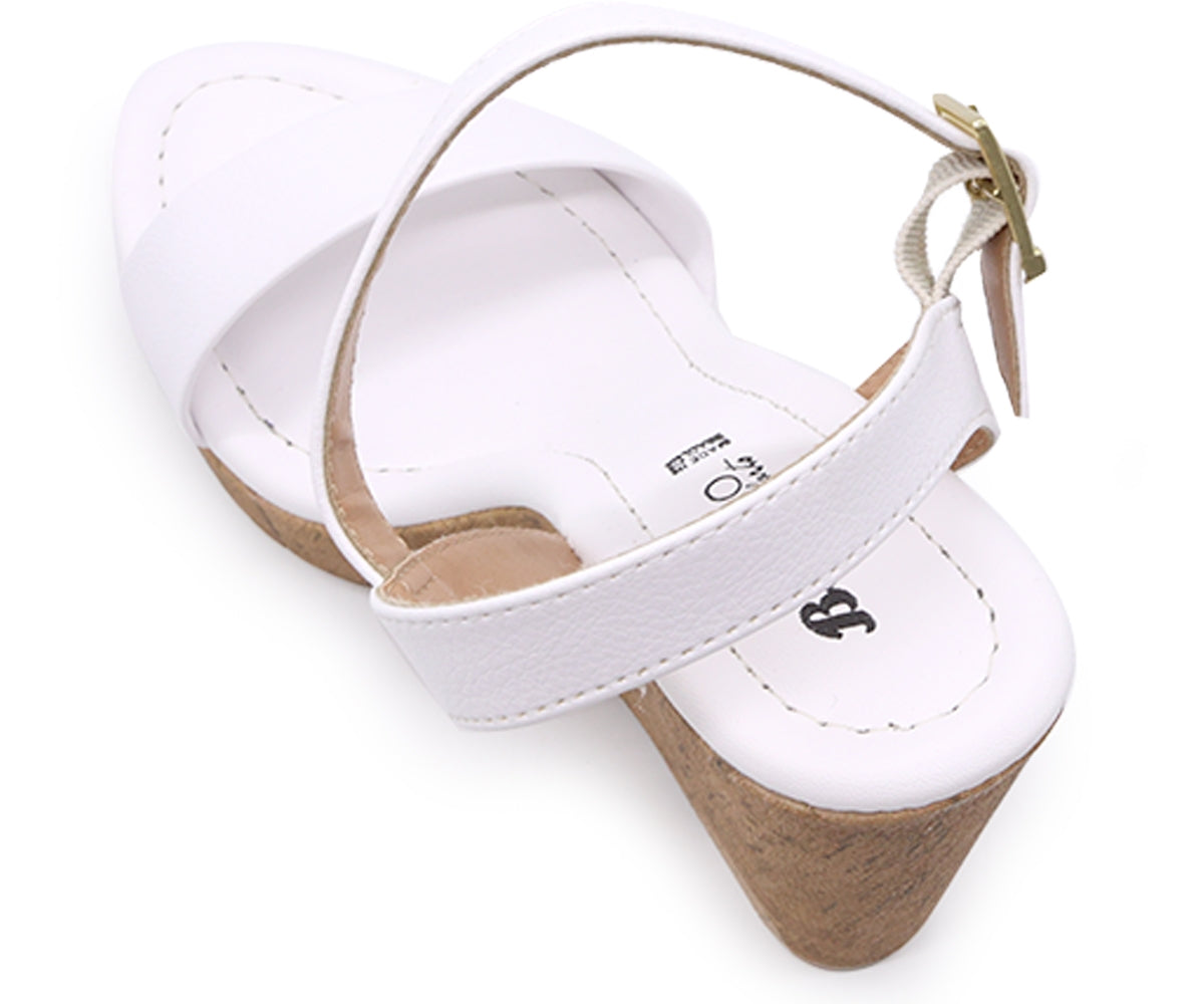 br white cork wedge sandal