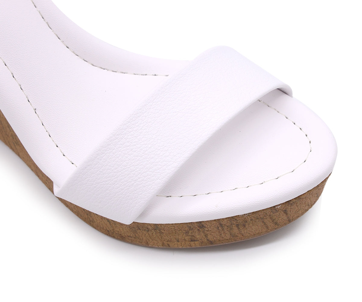 br white cork wedge sandal