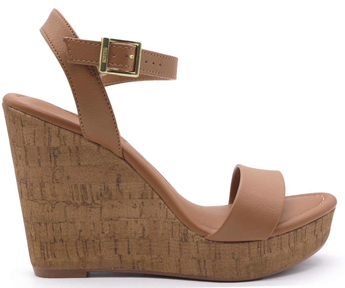 br camel cork wedge sandal