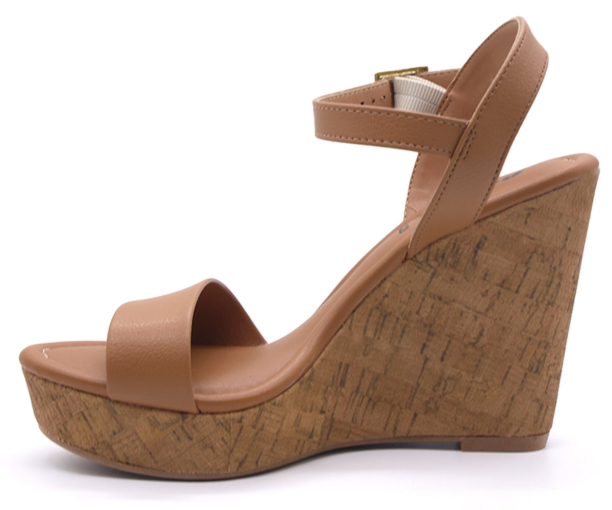 br camel cork wedge sandal