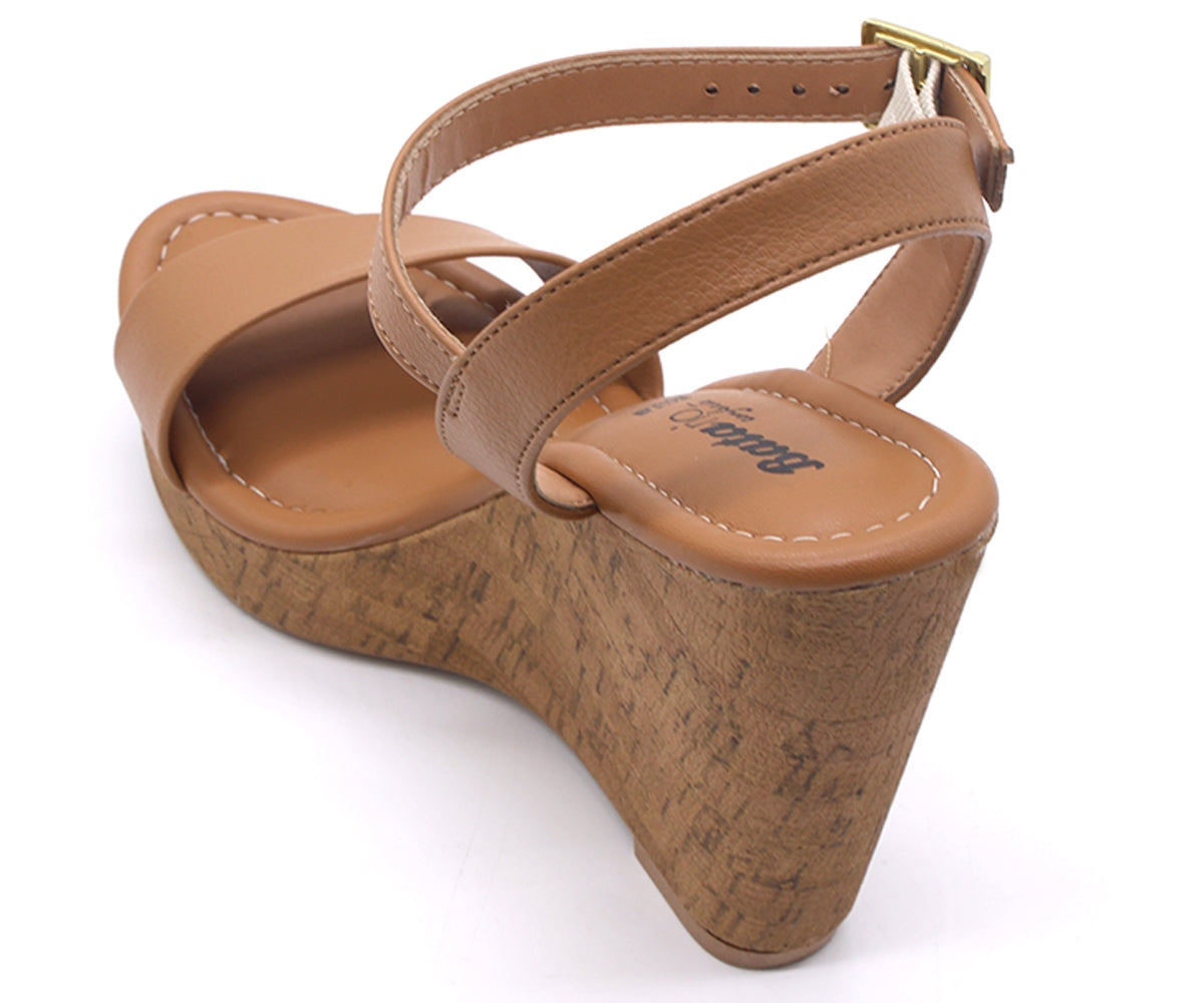 br camel cork wedge sandal