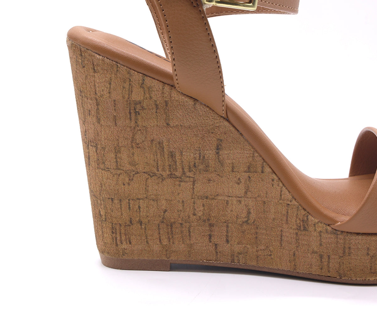 br camel cork wedge sandal