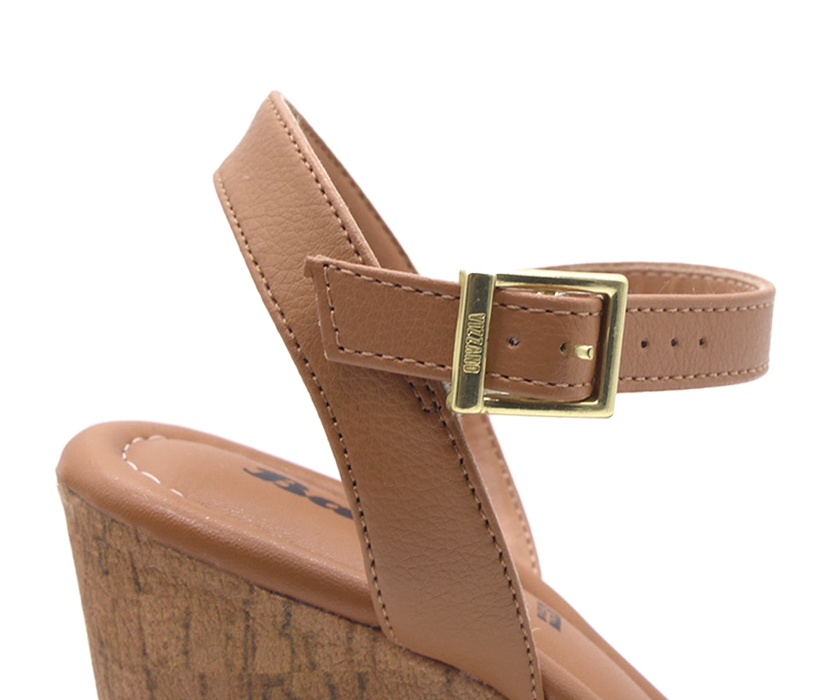 br camel cork wedge sandal