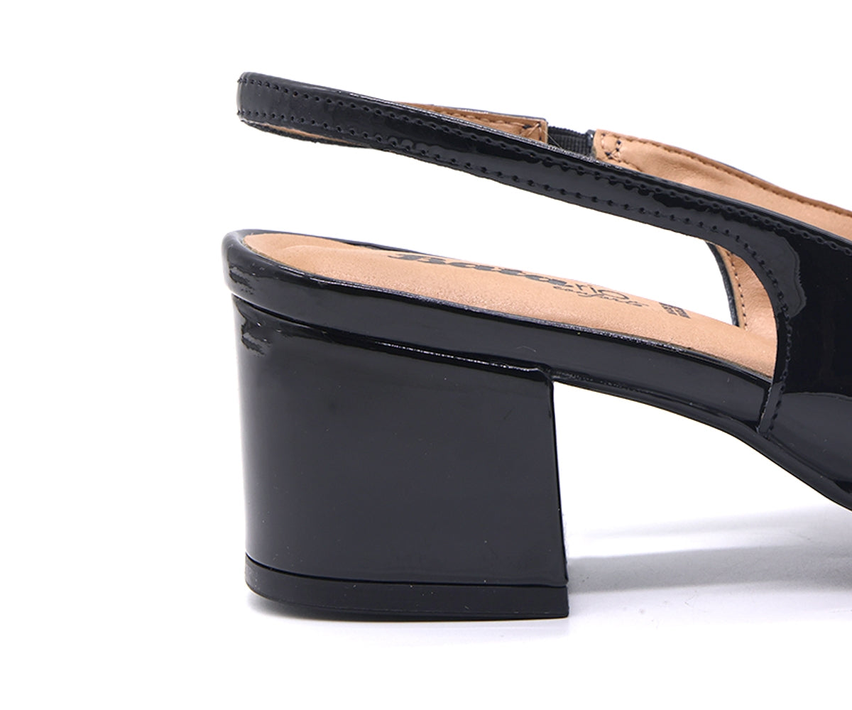 br black patent buckled slingbacks