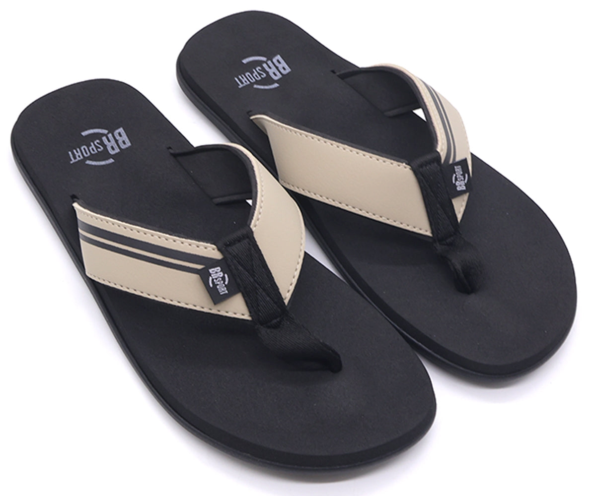 br sport beige & black flip flops