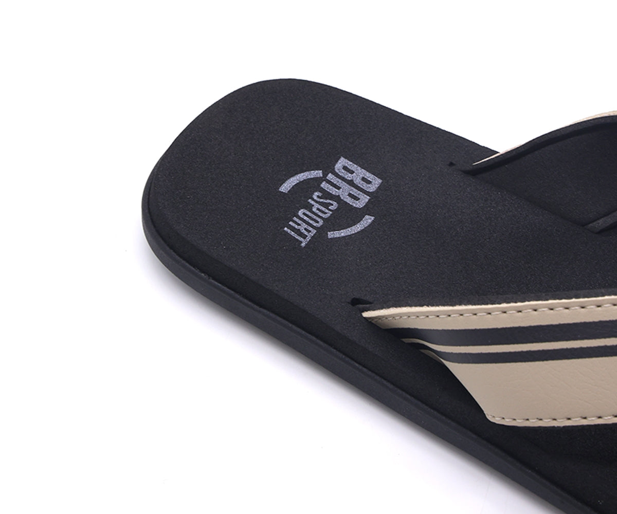 br sport beige & black flip flops