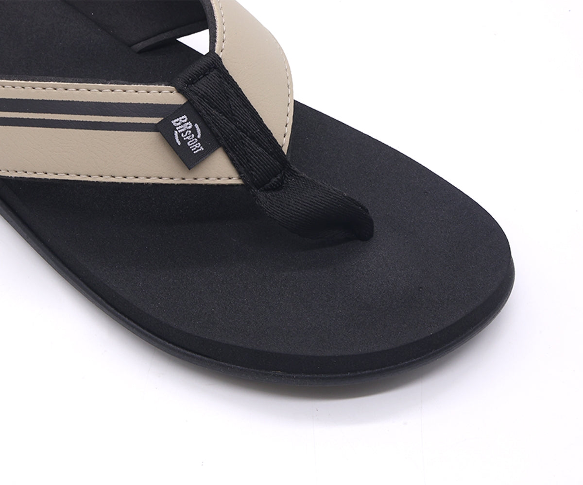 br sport beige & black flip flops