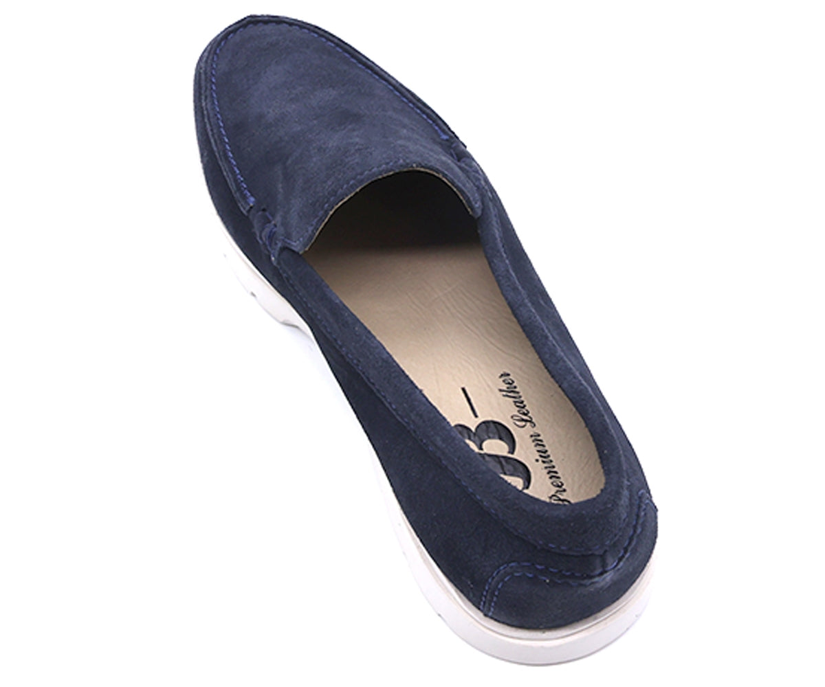 b premium navy suede contrast loafer