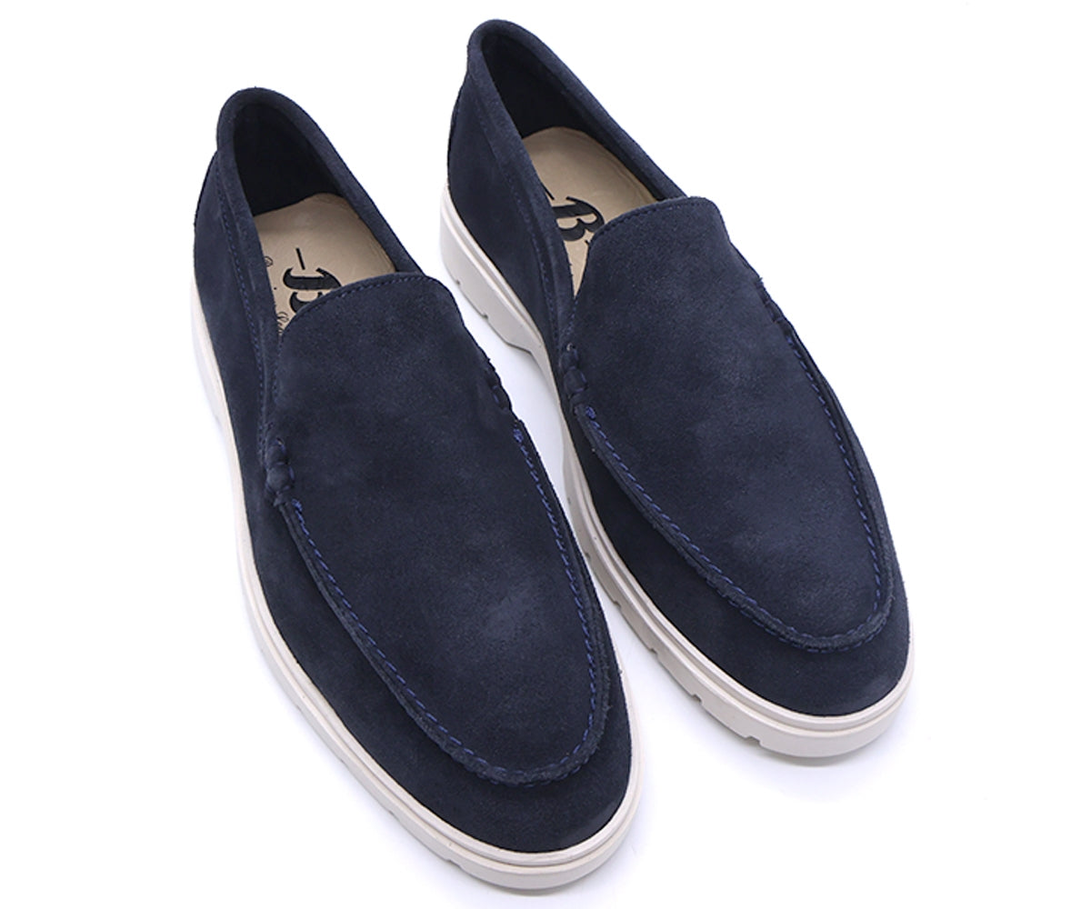 b premium navy suede contrast loafer