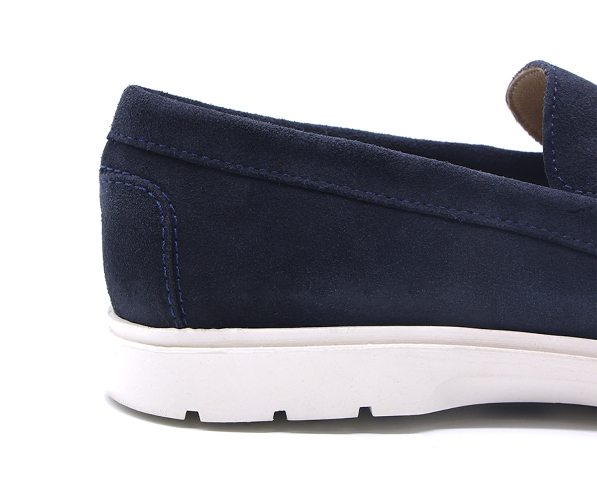 b premium navy suede contrast loafer