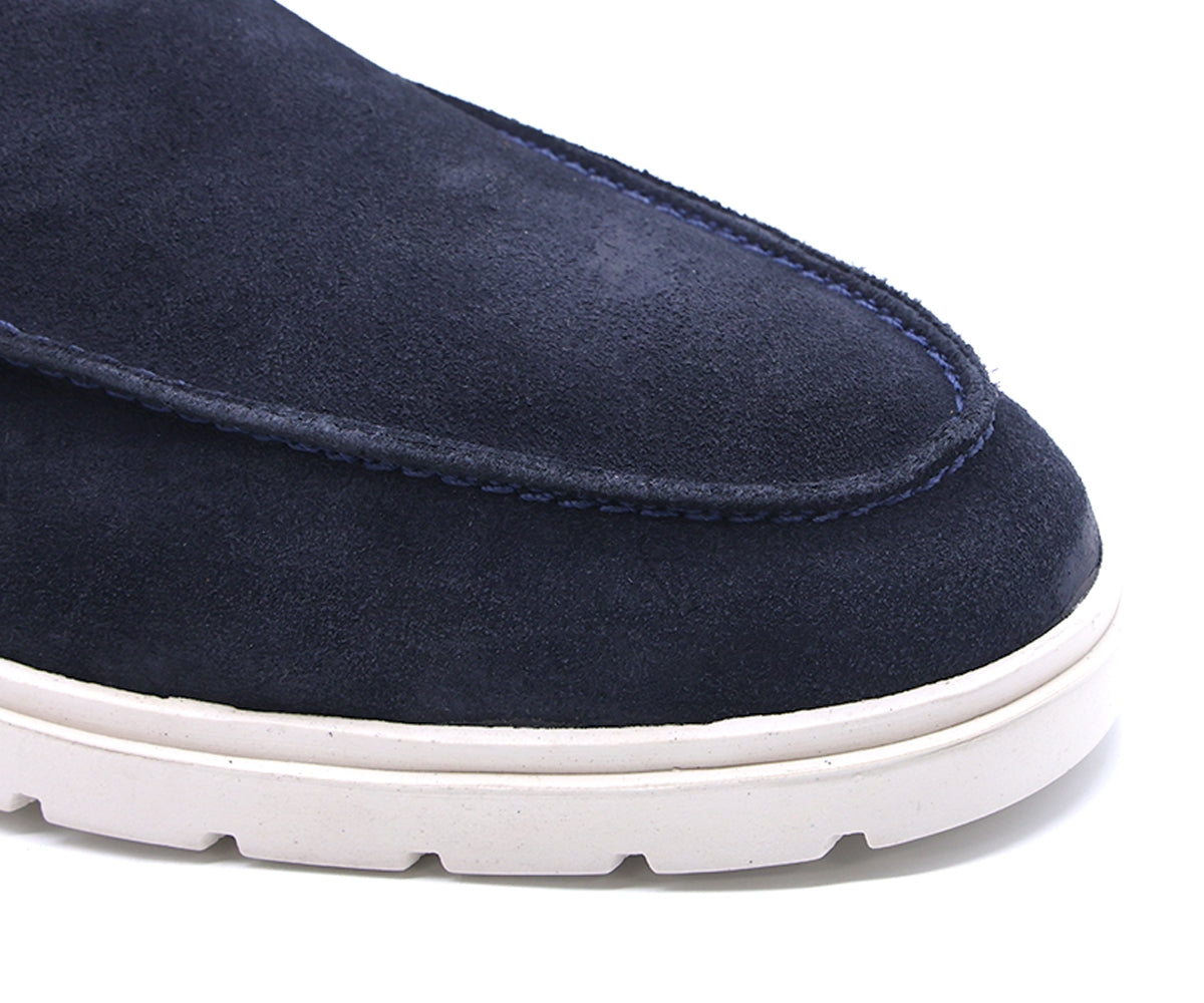 b premium navy suede contrast loafer