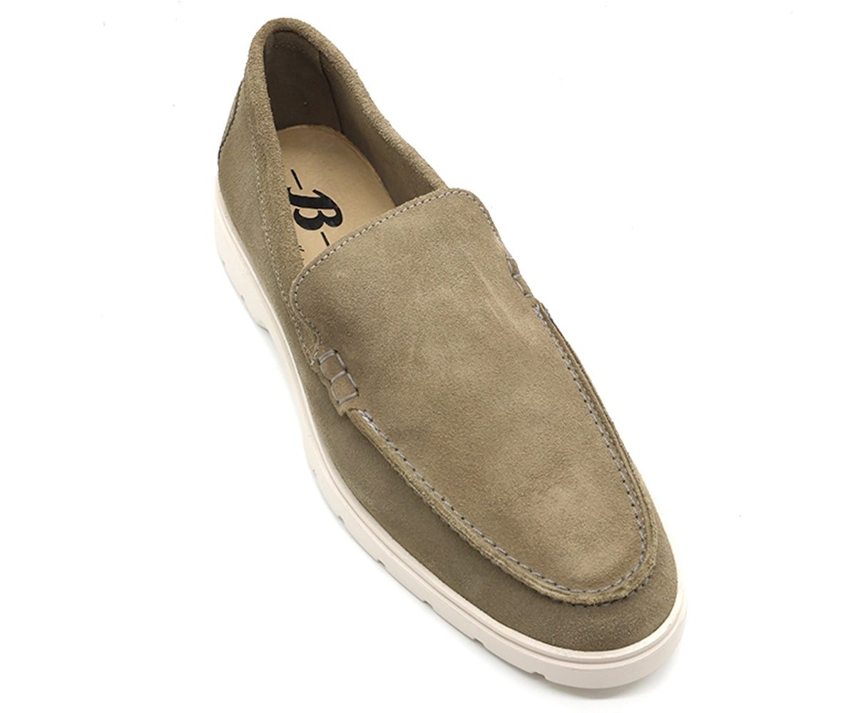 b premium khaki suede contrast loafer