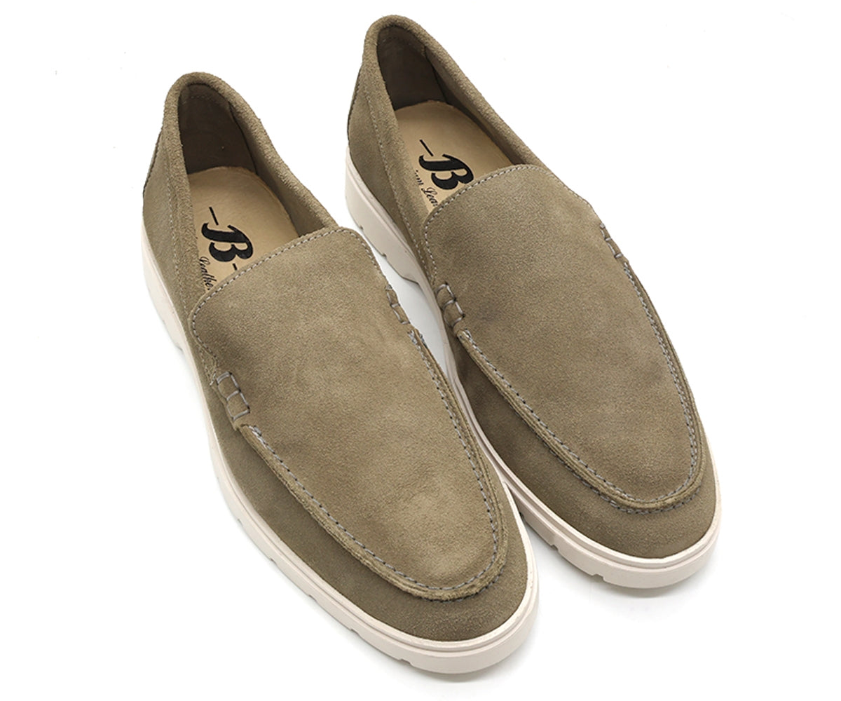 b premium khaki suede contrast loafer