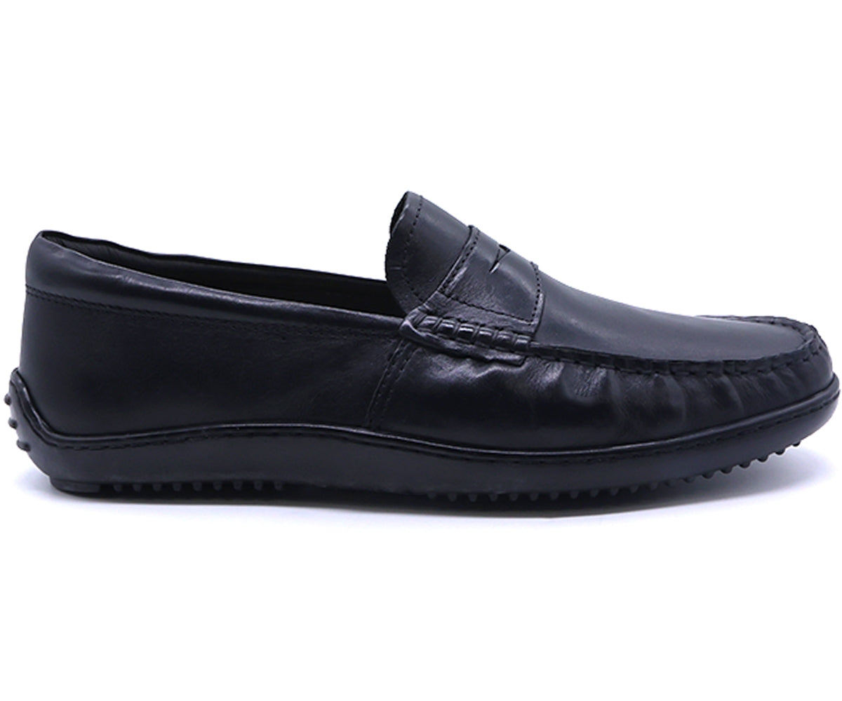 b premium all black penny moccasin