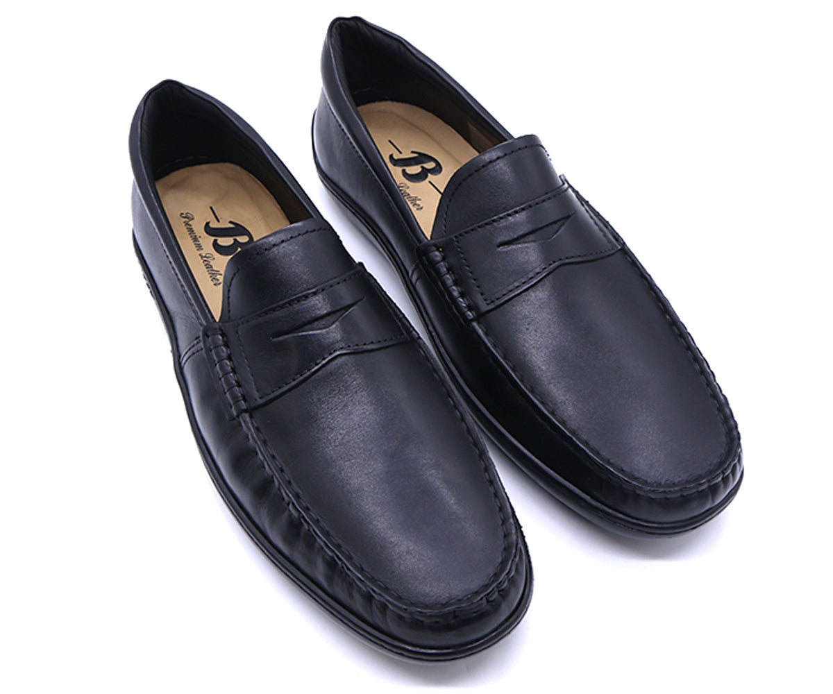 b premium all black penny moccasin
