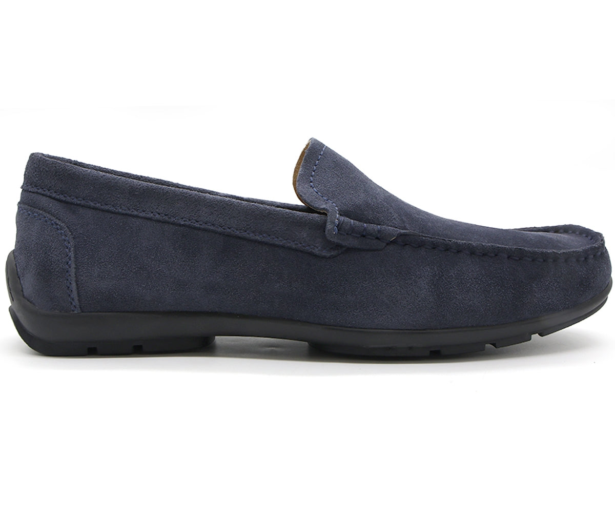 b premium navy suede moccasin