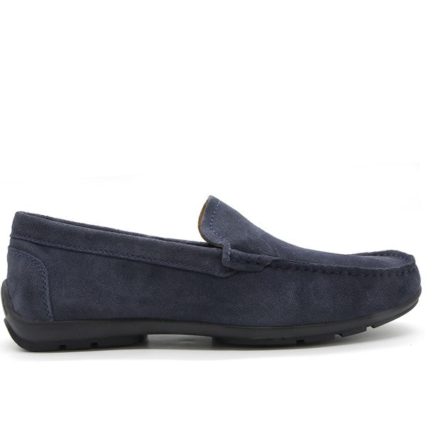 b premium navy suede moccasin