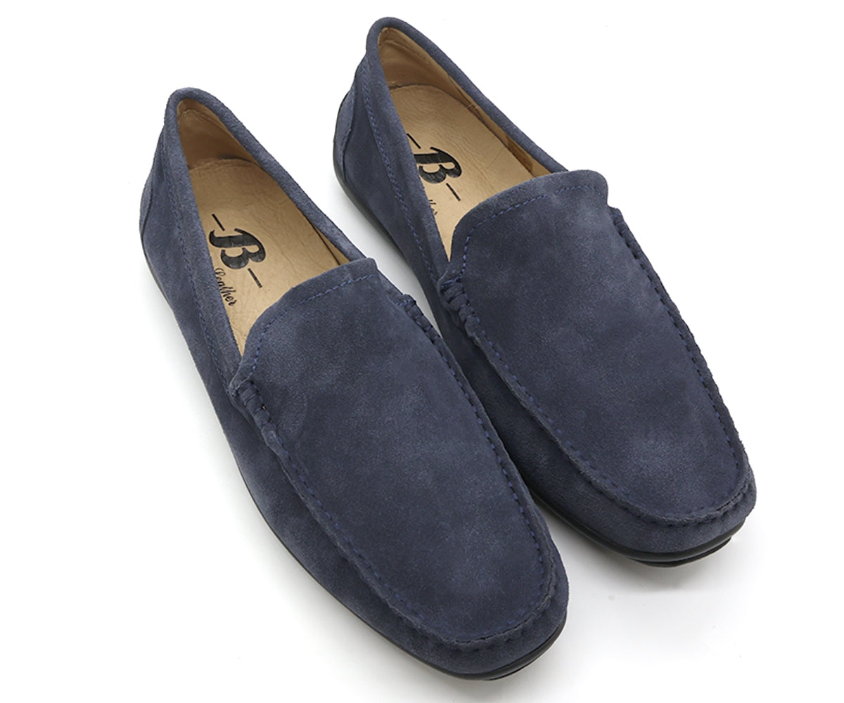 b premium navy suede moccasin
