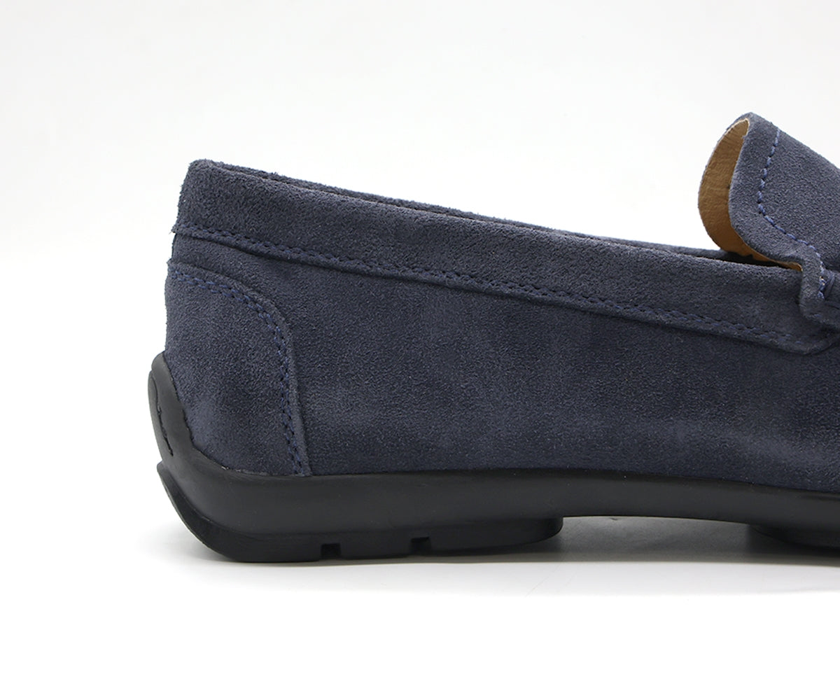 b premium navy suede moccasin