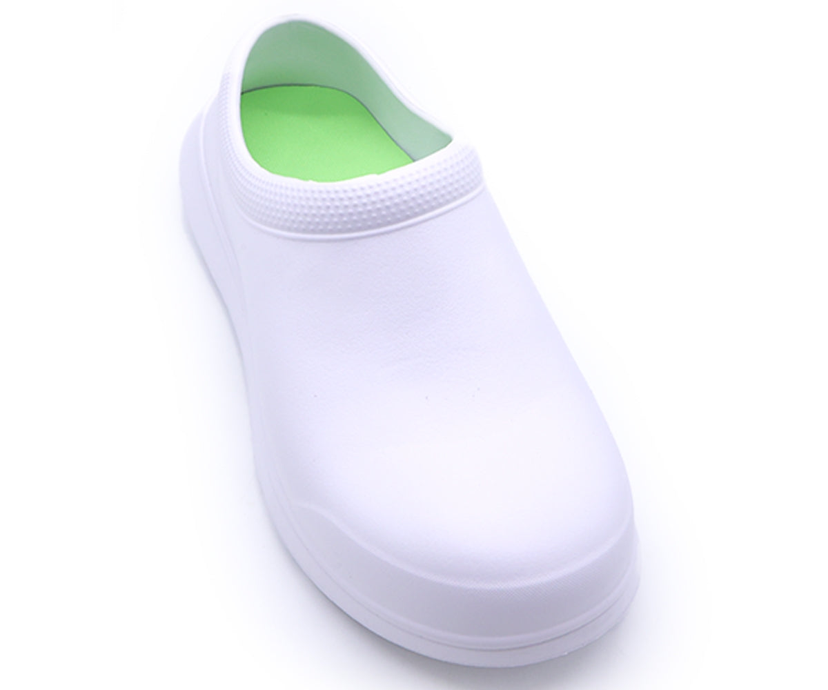 white foam clogs