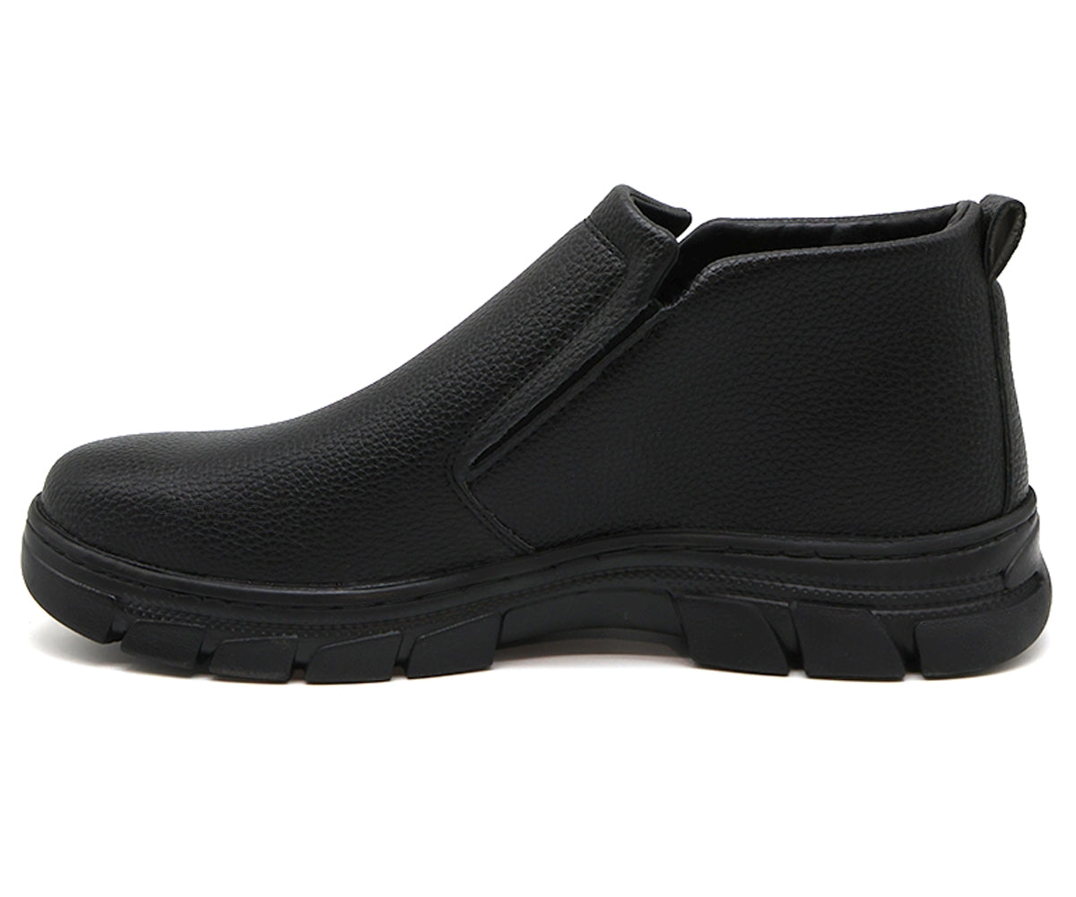 black slip-on comfort derby boot