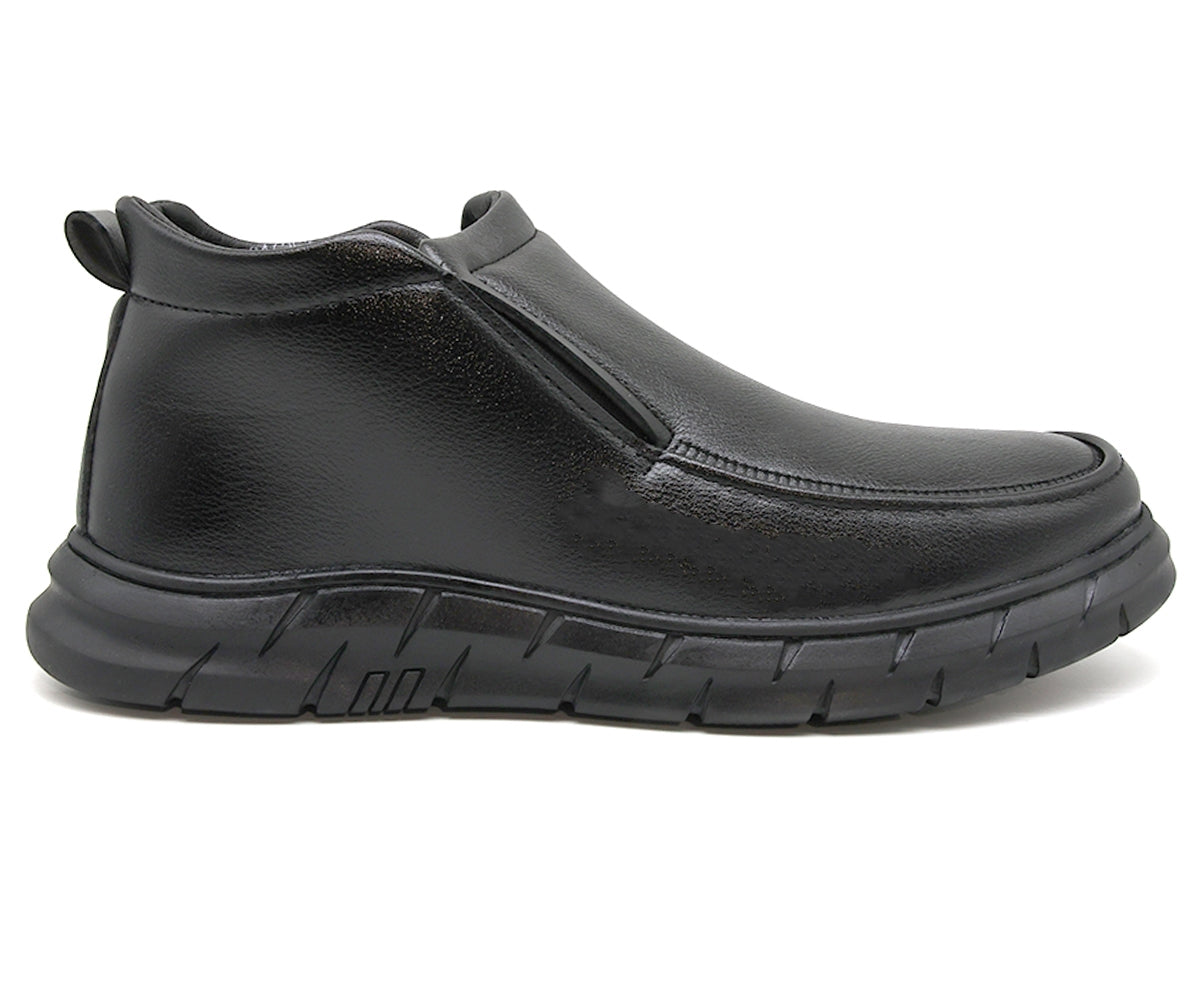 black slip-on comfort boot