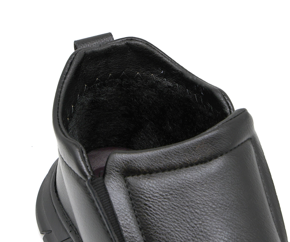 black slip-on comfort boot
