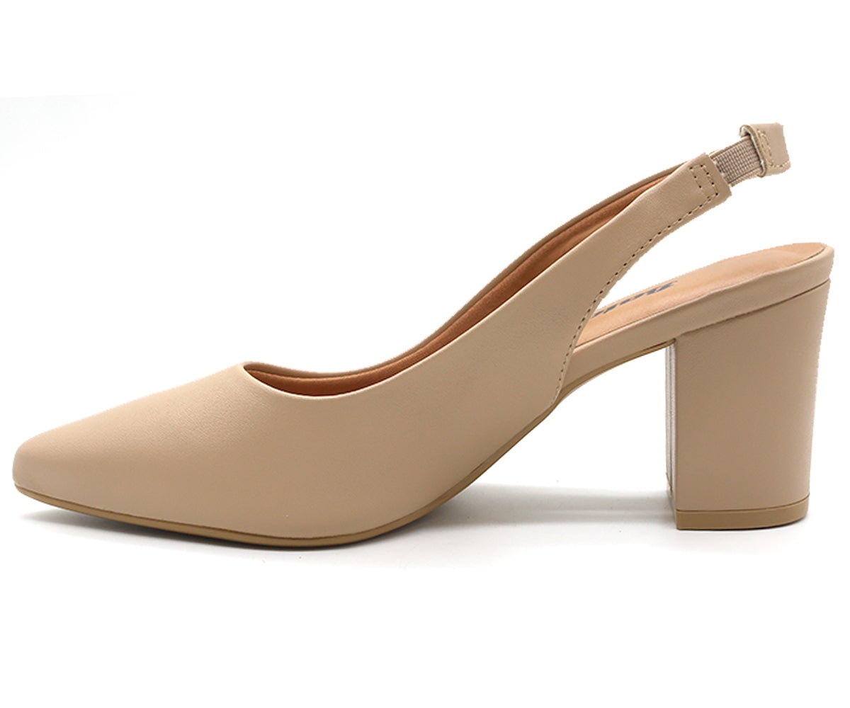 BR Classic Block Heel Beige Slingback Stilletos