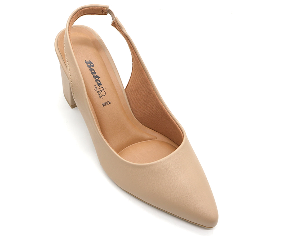 BR Classic Block Heel Beige Slingback Stilletos