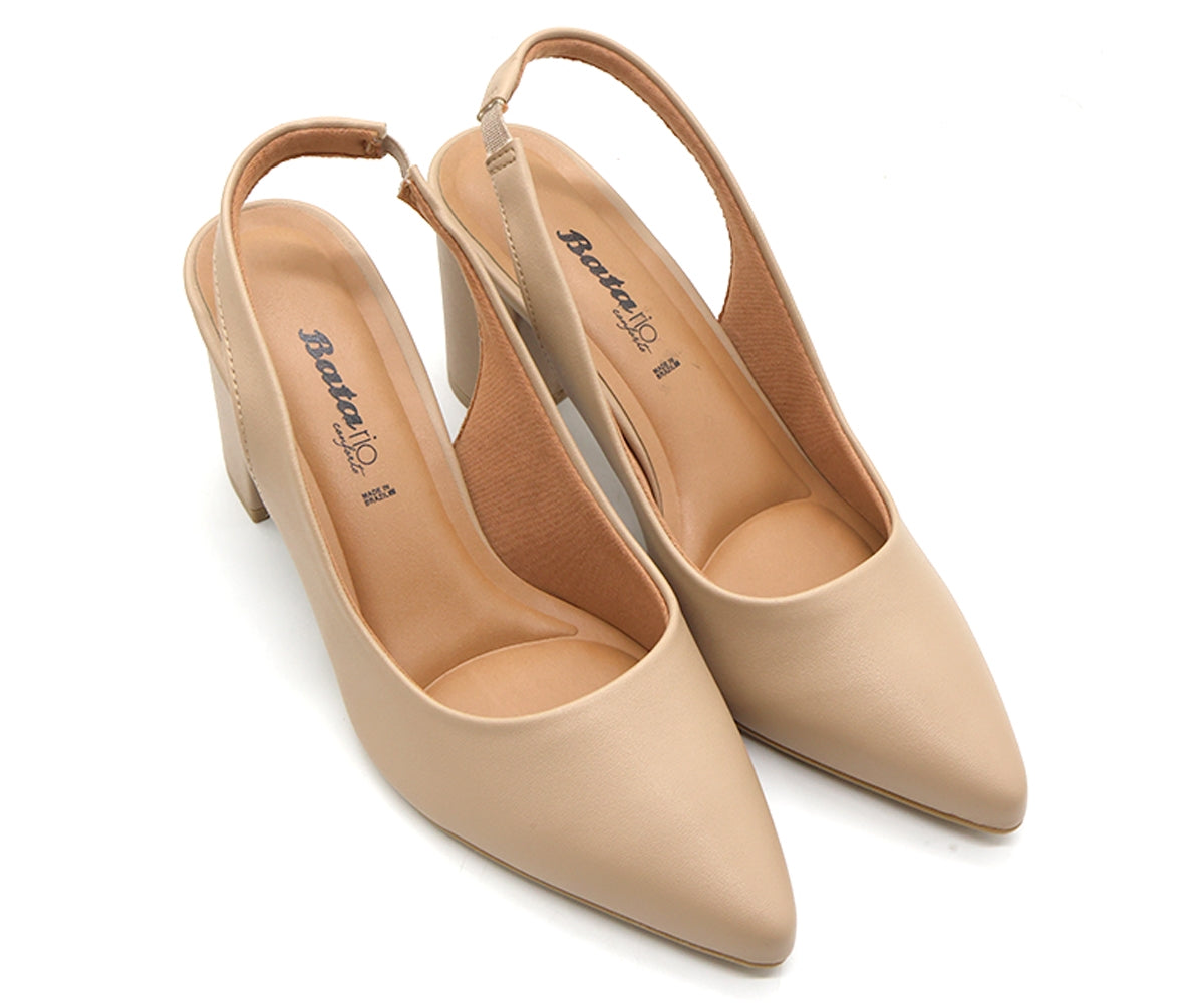 BR Classic Block Heel Beige Slingback Stilletos