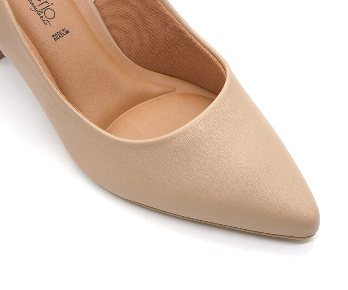 BR Classic Block Heel Beige Slingback Stilletos