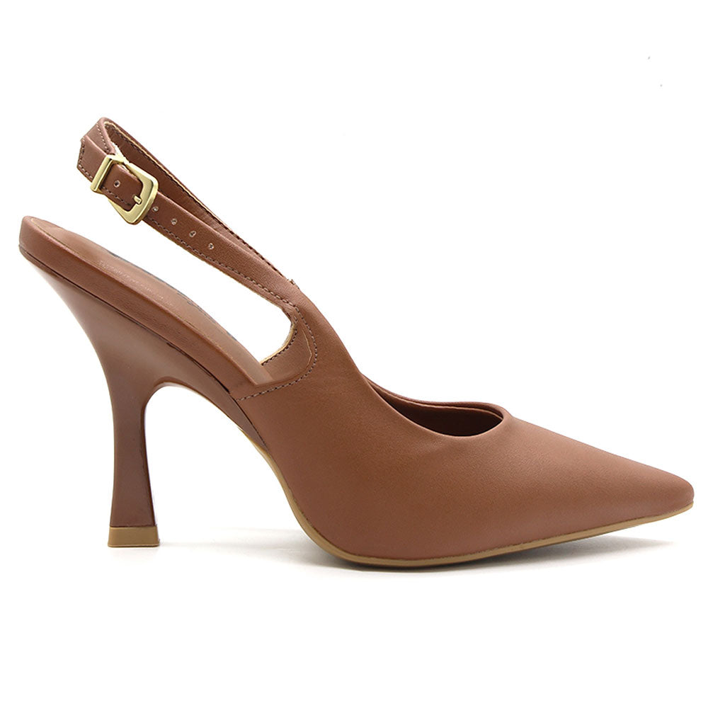 br eccentric camel slingback stilletos