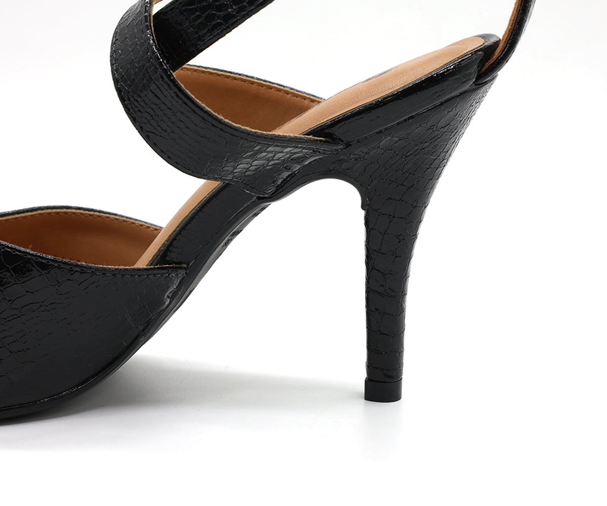 br black snake criss cross stilletos