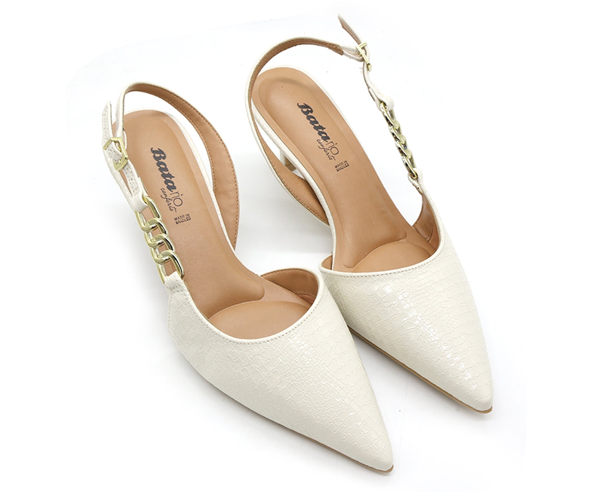 br off-white snake chained slingbacks