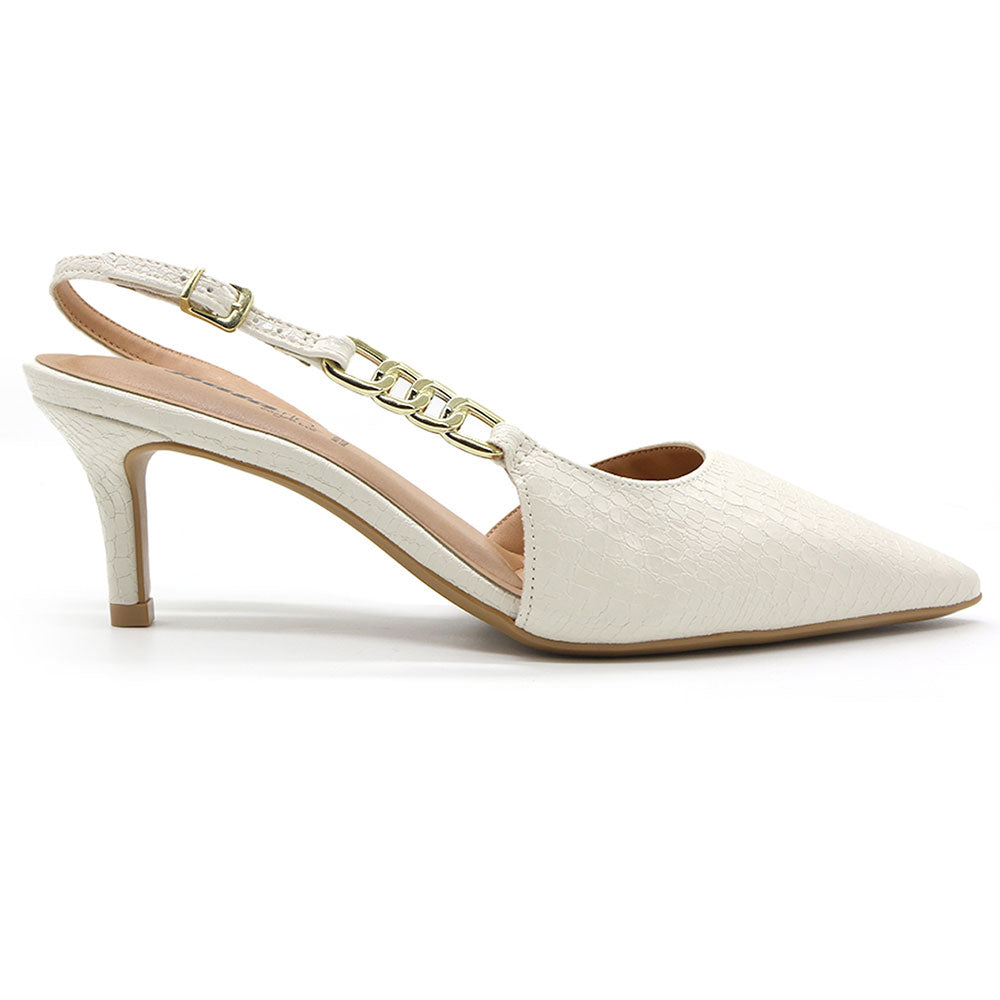 br off-white snake chained slingbacks