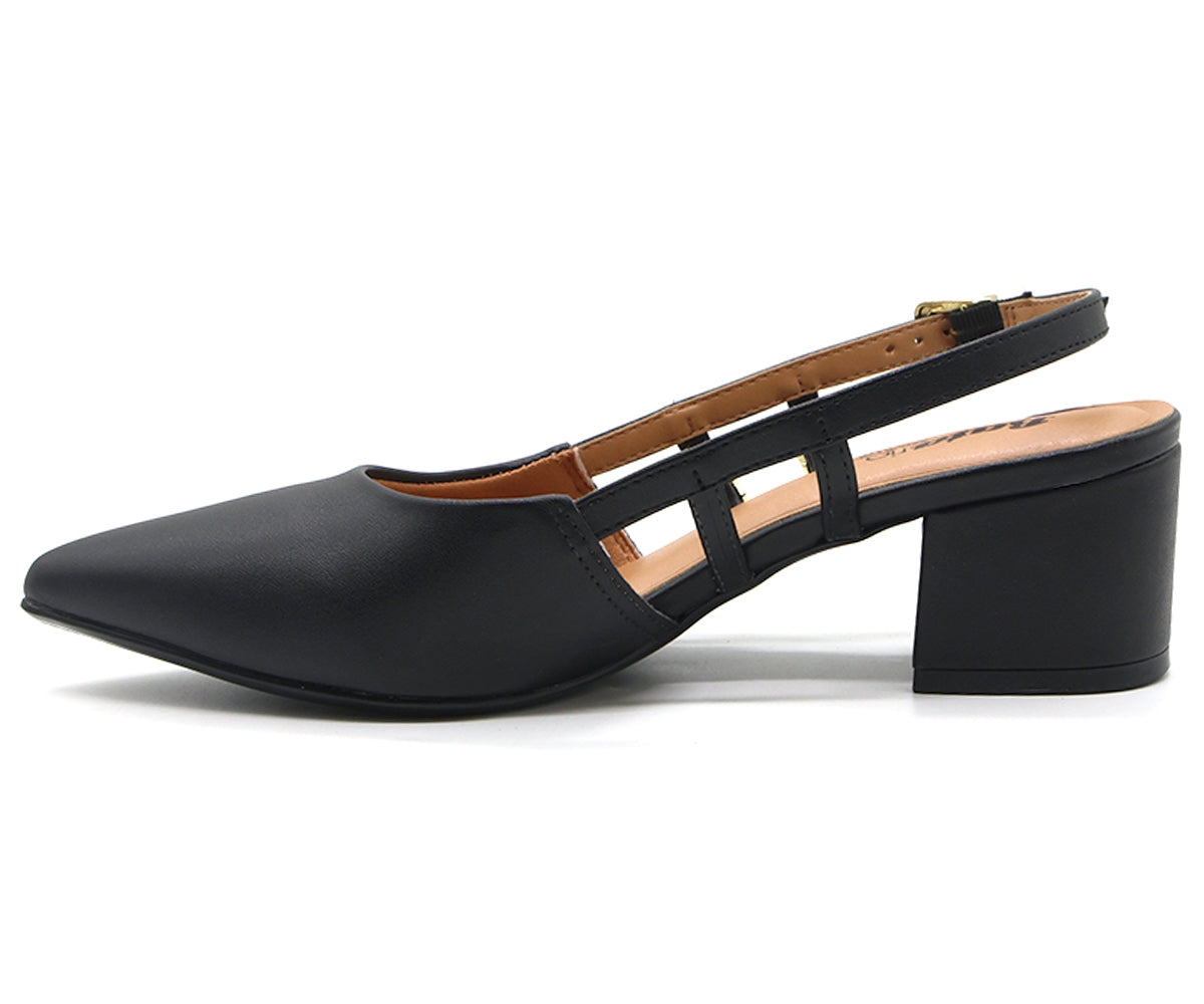 br black dbl buckle slingbacks
