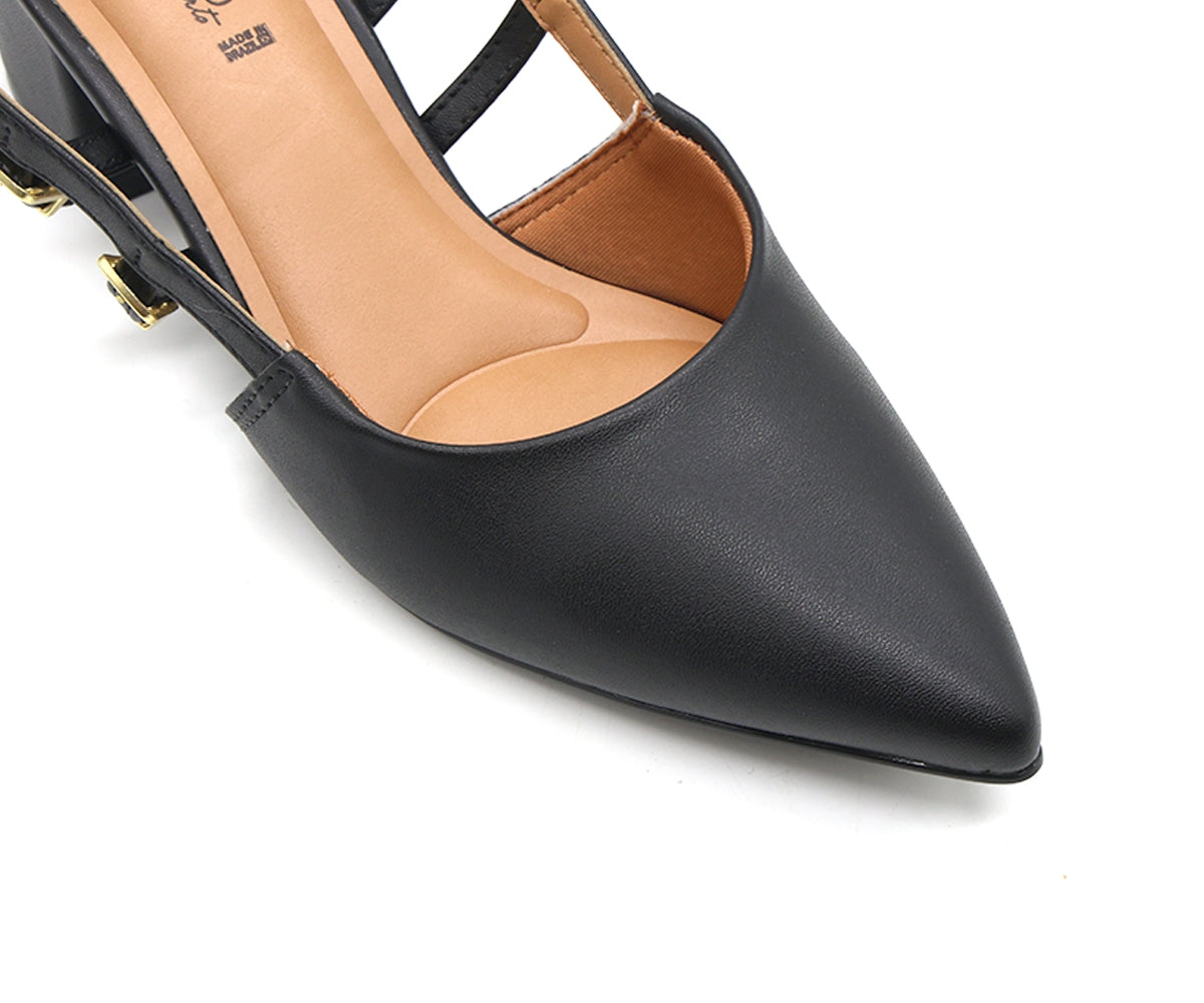 br black dbl buckle slingbacks